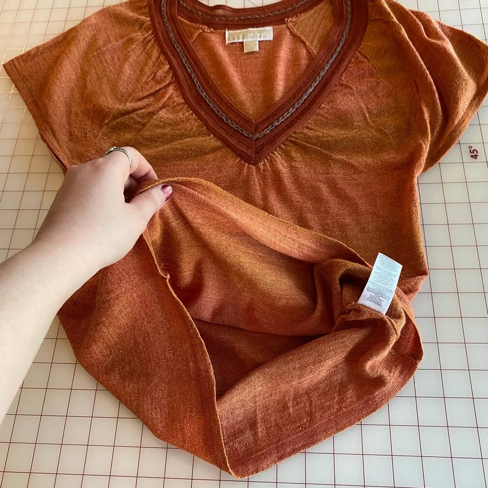 Michael Kors beautiful boho orange sunset blouse summer top size XS